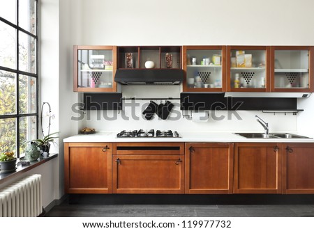 beautiful house, interior, view of the kitchen