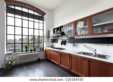 beautiful house, interior, view of the kitchen