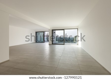 modern architecture, empty apartment ,view from wide room
