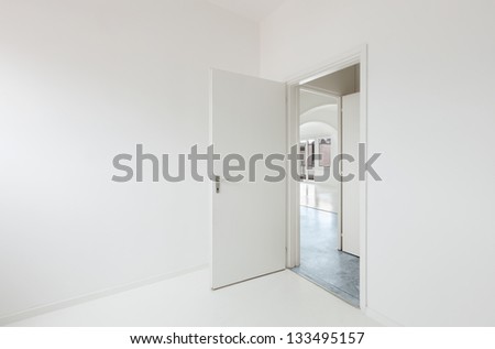 White apartment Interior, open door