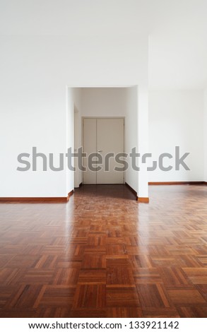 interior house empty, white walls parquet floor