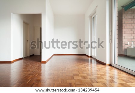 interior house empty, white walls, parquet floor