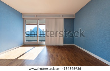 Interior classic apartment, blue sunny room