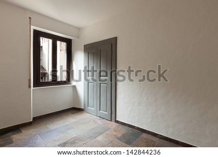 interior, rustic home,  room with window, stone floor