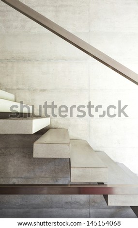 Modern Villa, Interior, View Concrete Staircase