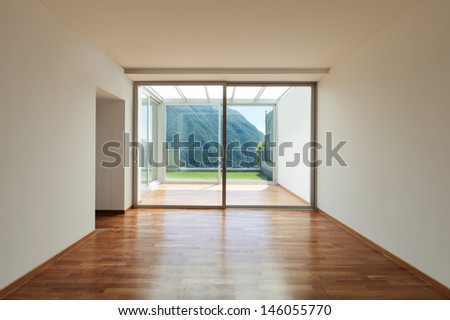 Interior apartment with garden, empty room