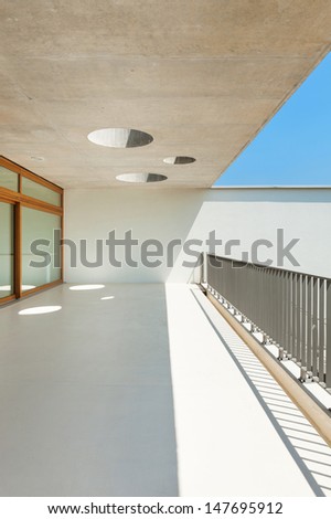 new architecture, elementary school, view from balcony