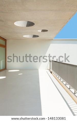 new architecture, modern school, view from balcony