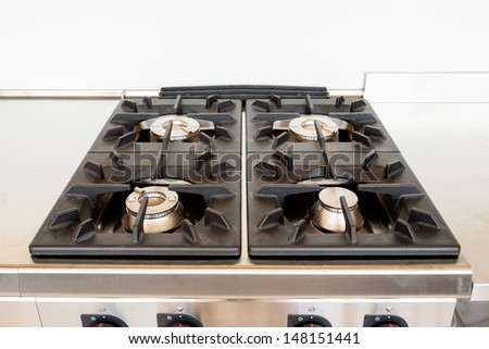 Professional kitchen in modern style, cooker gas
