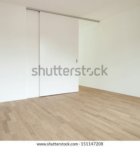 Interior New House, Empty Room With Sliding Door