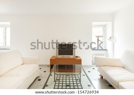 Interior, small apartment, living room view