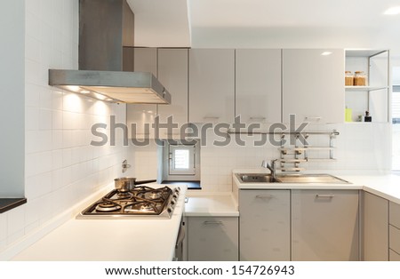 Interior, Small Apartment, White Kitchen View