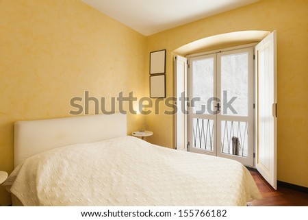 apartment in old building, interior, bedroom