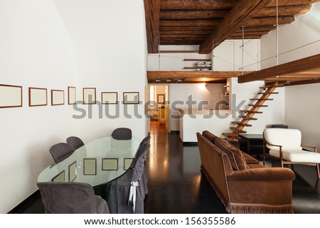 Interior, beautiful loft, living room view