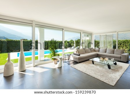Modern villa, interior, beautiful living room