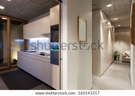 Beautiful Modern House In Cement, Interiors, View From Corridor