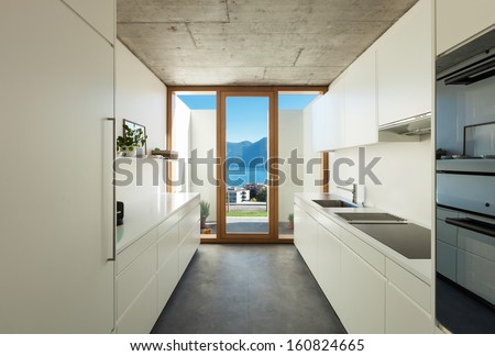 Beautiful Modern House In Cement, Interiors, White Kitchen
