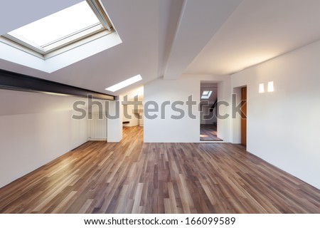 Interior Nice Loft, Wall White, Parquet Floor