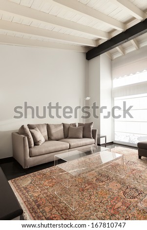 interior, comfortable loft, modern furniture, living room