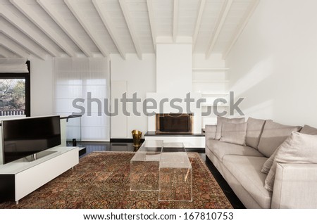 Interior, Comfortable Loft, Modern Furniture, Living Room