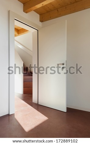 comfortable empty loft, interior, room with door open