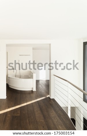 beautiful interior of a new apartment, view bathtub
