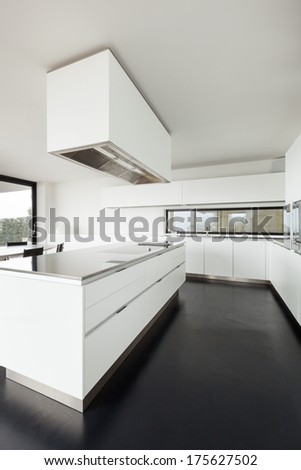 Architecture, Beautiful Interior Of A Modern Villa, Domestic Kitchen