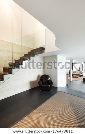Architecture, Beautiful Interior Of A Modern Villa, Hall View