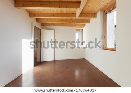 comfortable empty loft, interior, room view
