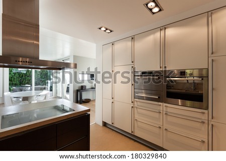 beautiful interiors of a modern house, domestic kitchen