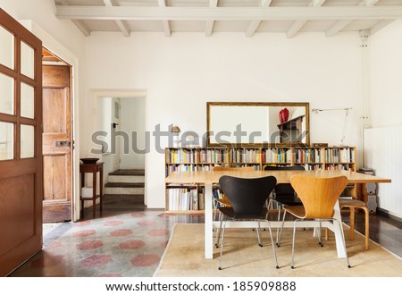 comfortable dining room, interior of a nice loft
