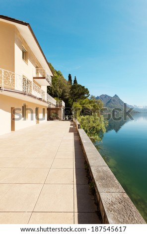 beautiful landscape, lake view from the terrace of a penthouse