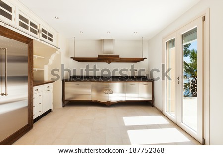 Interior of a new empty house, classic kitchen