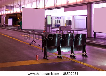 open-air cinema in a bus station