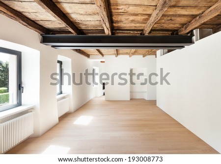 modern loft, empty room with windows