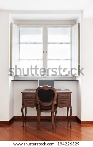 interior home, nice room, antique desk with chair