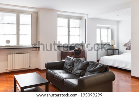 Nice apartment, interior, black divan