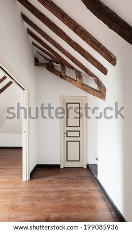 interior, old attic with wooden floor