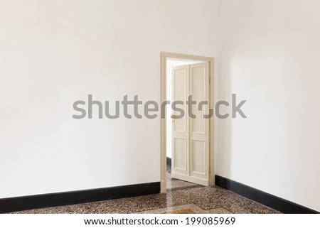 old empty apartment, room view with door
