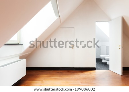 interior, old attic with wooden floor
