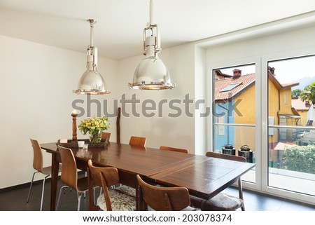 interior modern house, beautiful decor, dining table
