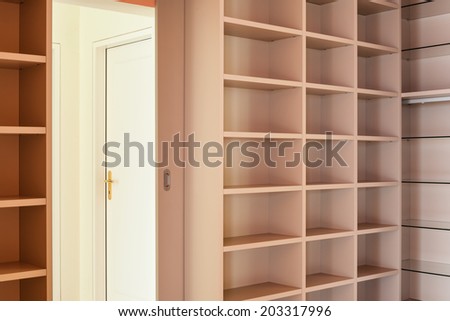 interior of a modern house, bookcase view
