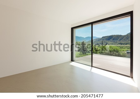 House, interior, modern architecture, empty room with window