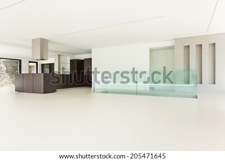 House, interior, modern architecture, kitchen view