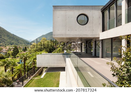 House,  modern architecture, long terrace, outdoor