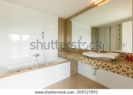 interior modern villa, beautiful bathroom