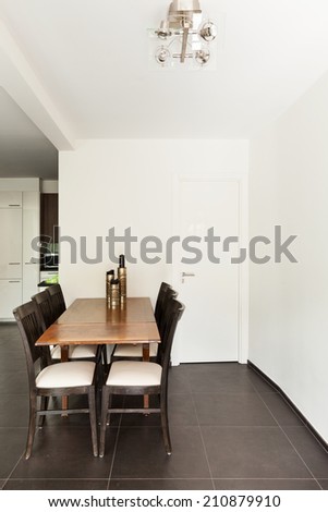 interior modern house, nice decor, dining table