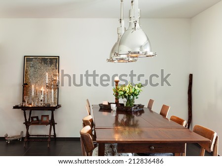 interior modern house, beautiful decor, dining room