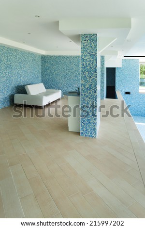 House, indoor pool, white divan