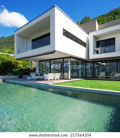 Modern house with pool in exterior
